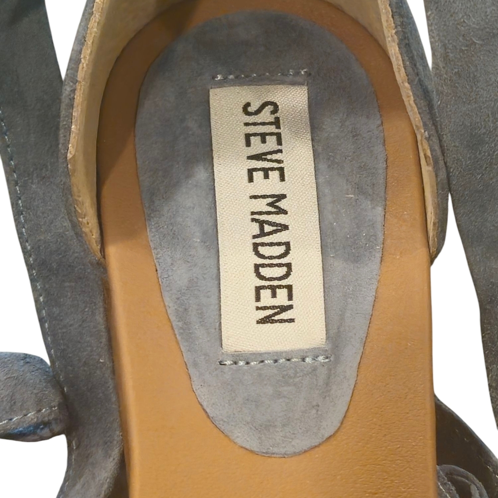 Steve Madden Blue Suede Lace-Up Sandals - Picture 6 of 7